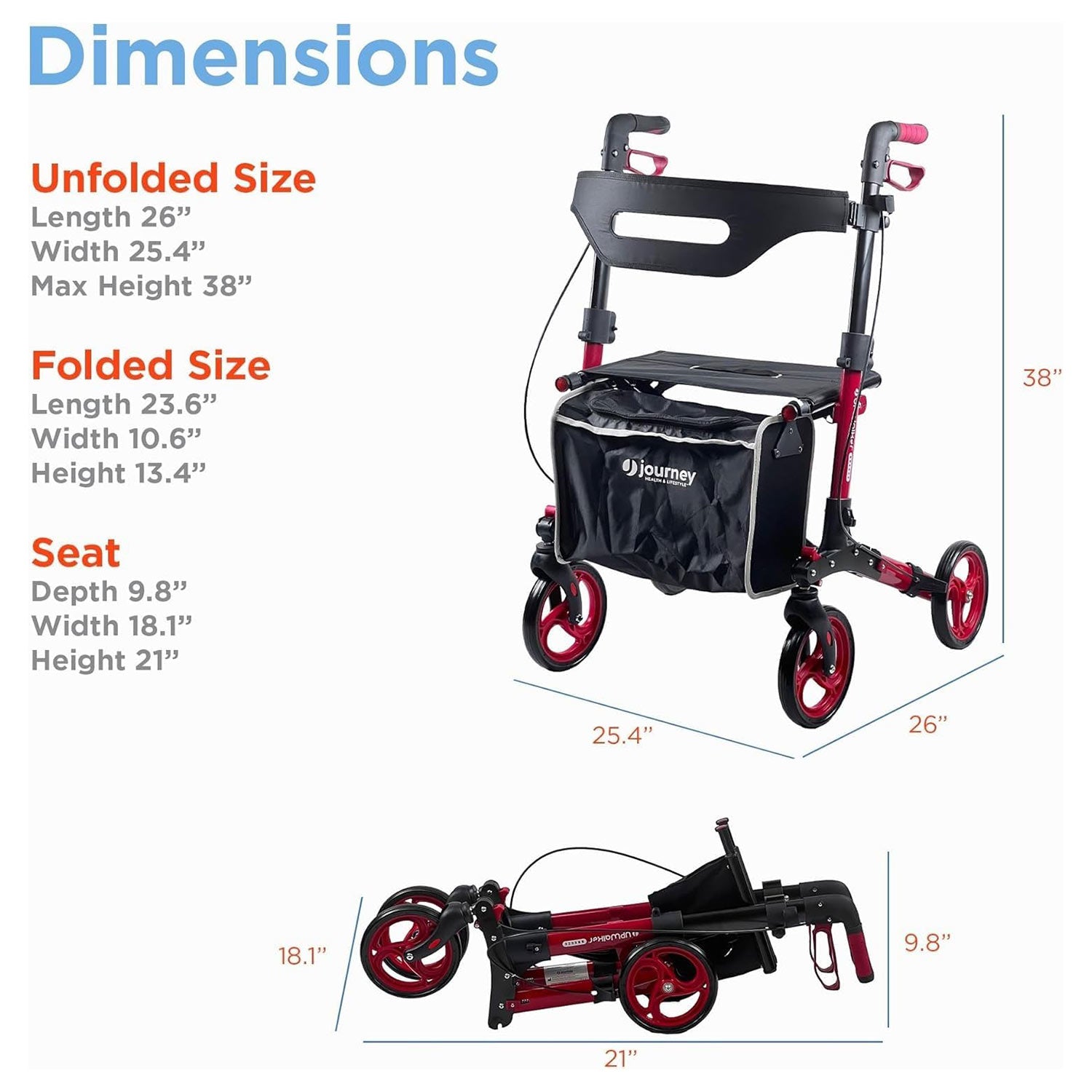 Journey UPWalker® Breeze Rollator Walker 08973