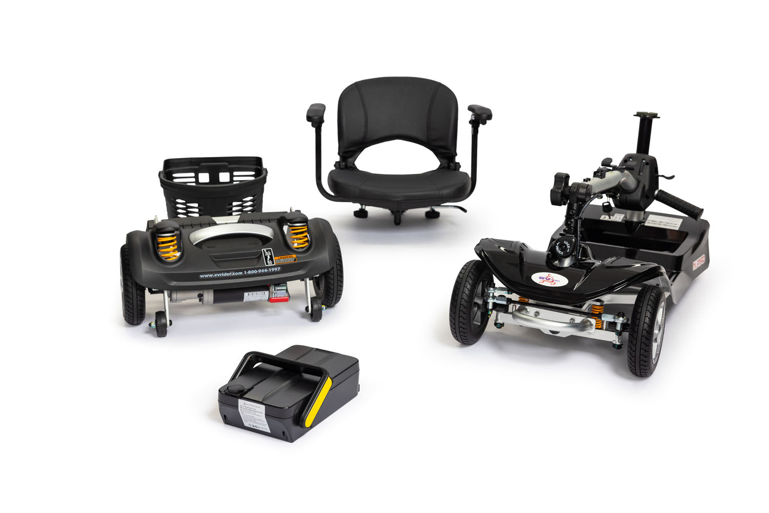 EV Rider NOMAD Lightweight Mobility Scooter 260 lbs Weight Capacity Black T4SU-BK