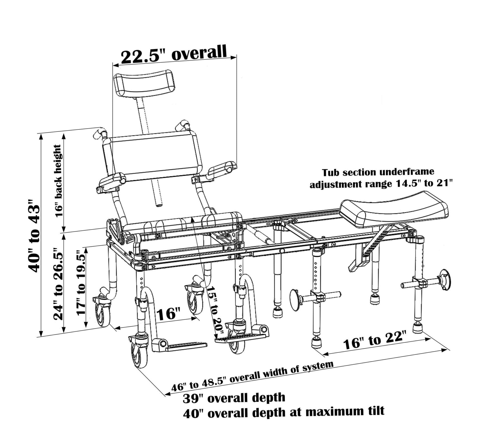 Nuprodx MC6000Tilt All-in-One Tilt-in-space commode chair and tub transfer system MC6000Tilt