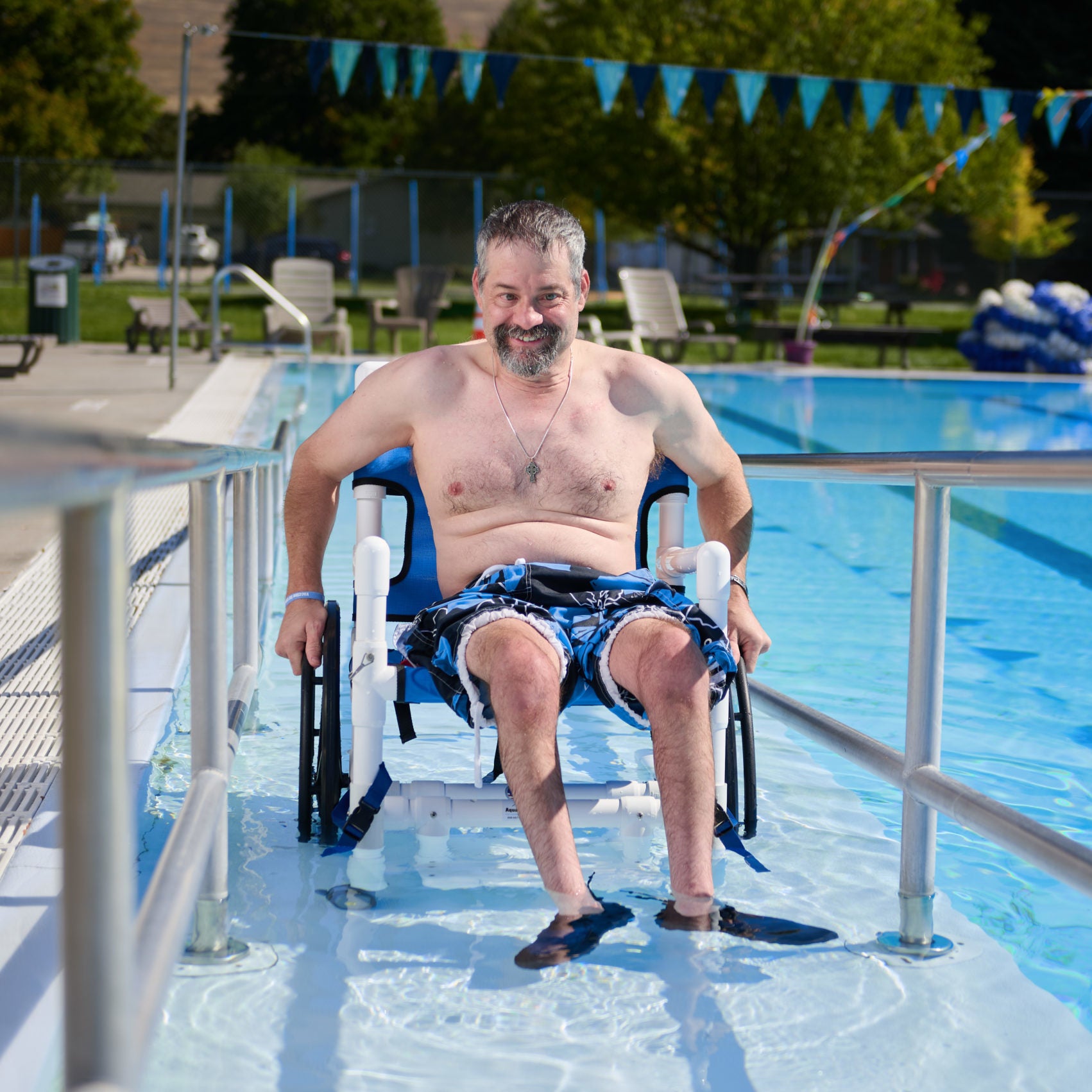 Aqua Creek Access Chair with Pvc Mesh Seat and Slide Out Footrest F-520SPM