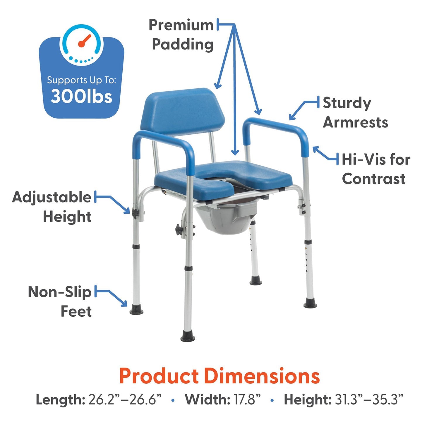 Journey SoftSecure 3-in-1 Commode Chair with Back 33321