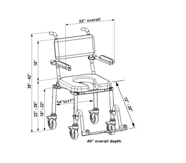 Nuprodx MC4000 Rolling shower and commode chair MC4000