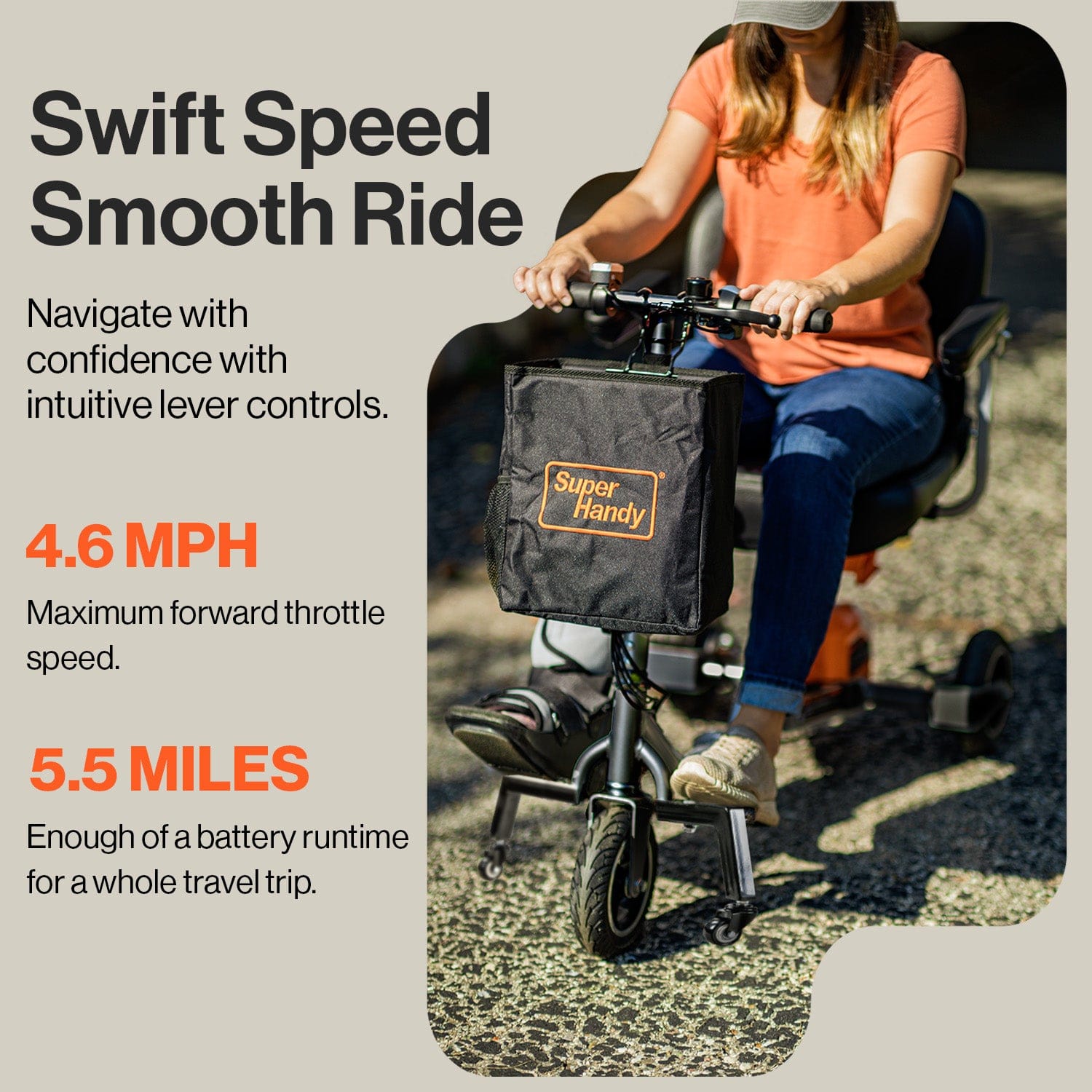 SuperHandy Passport Plus Mobility Scooter 330Lb Max Weight GUT140
