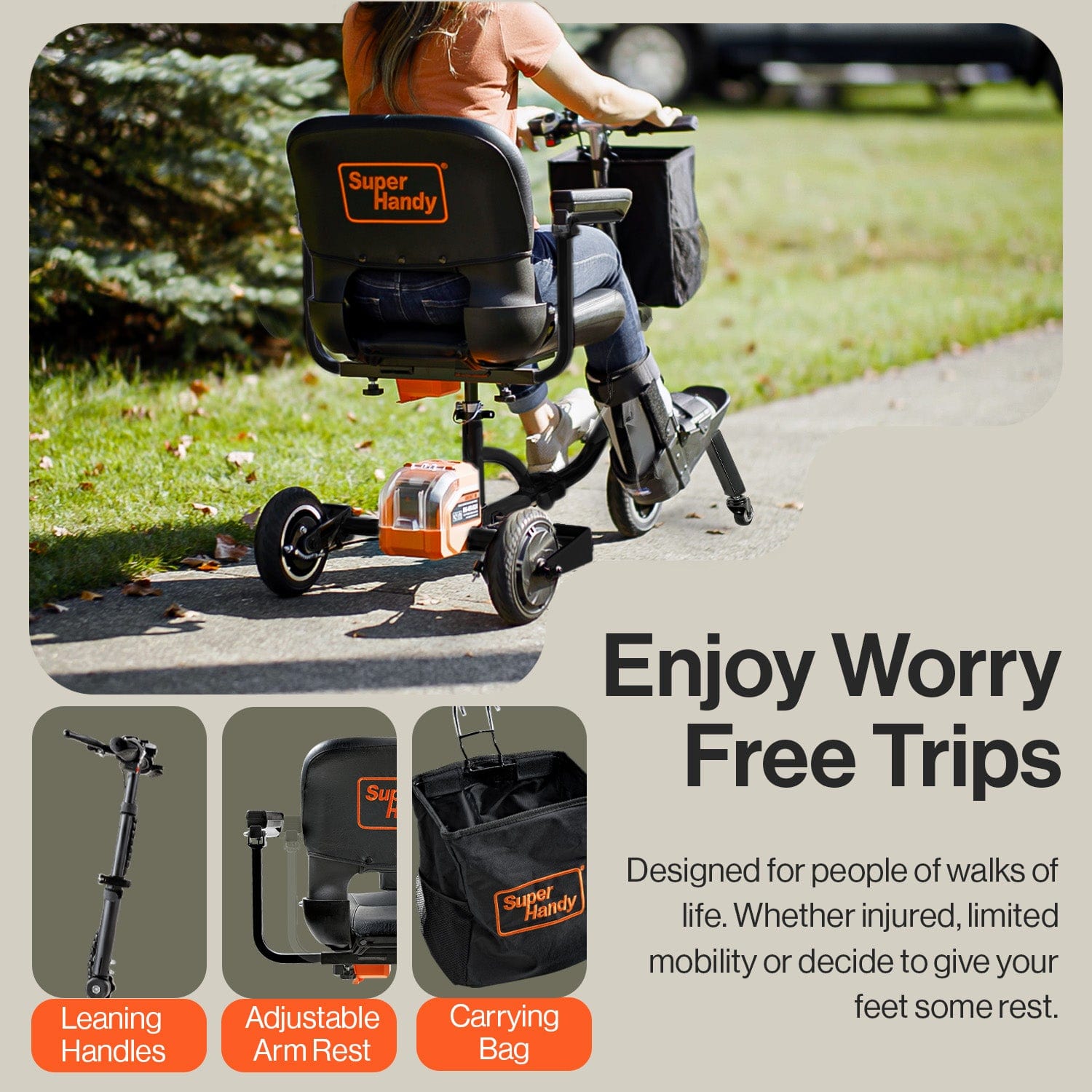 SuperHandy Passport Plus Mobility Scooter 330Lb Max Weight GUT140