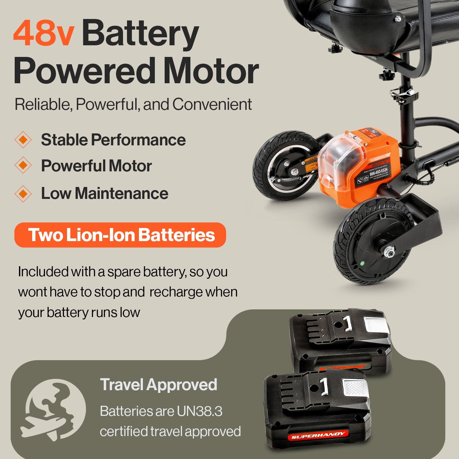 SuperHandy Passport Plus Mobility Scooter 330Lb Max Weight GUT140